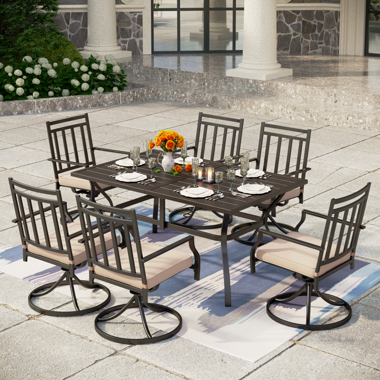 Alyah 6 Person Rectangular Outdoor Dining Set with Cushions